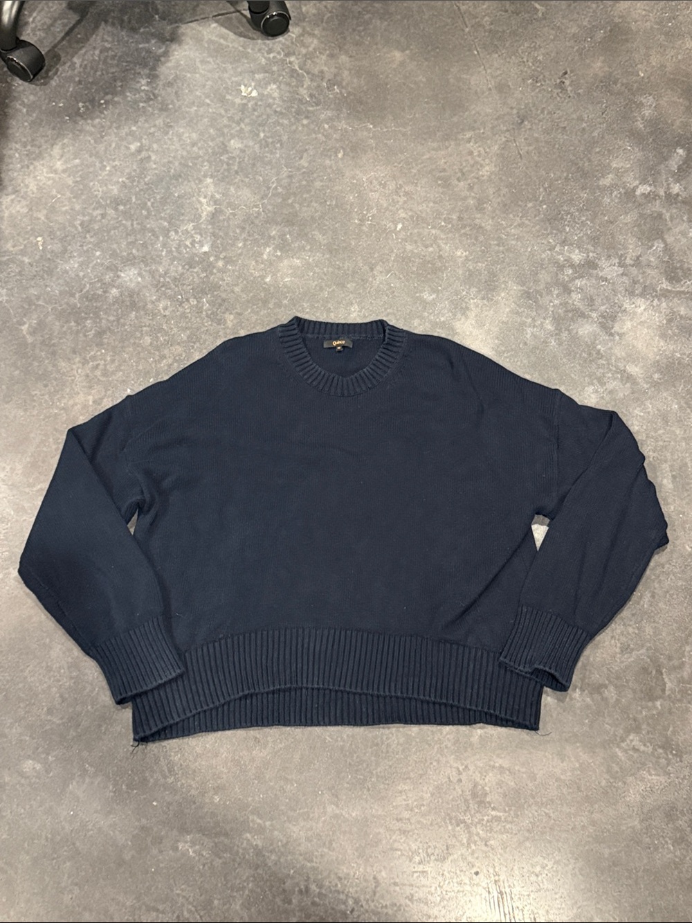 Quince Navy Crewneck Sweater - Classic Cotton Knit